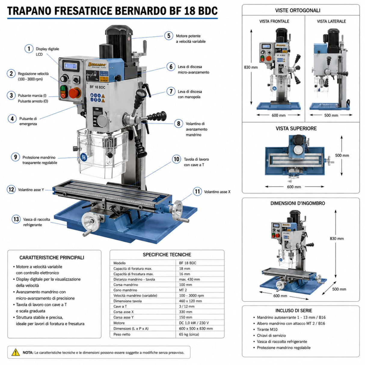 Taladro-fresadora Bernardo BF 18 BDC