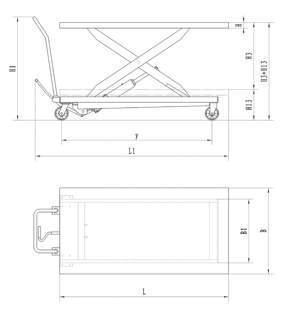 Tavolo di sollevamento a piattaforma idraulico con piano grande TG 500