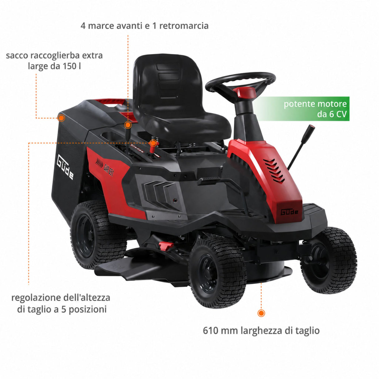 Cortacésped a sedile Güde GAR 651