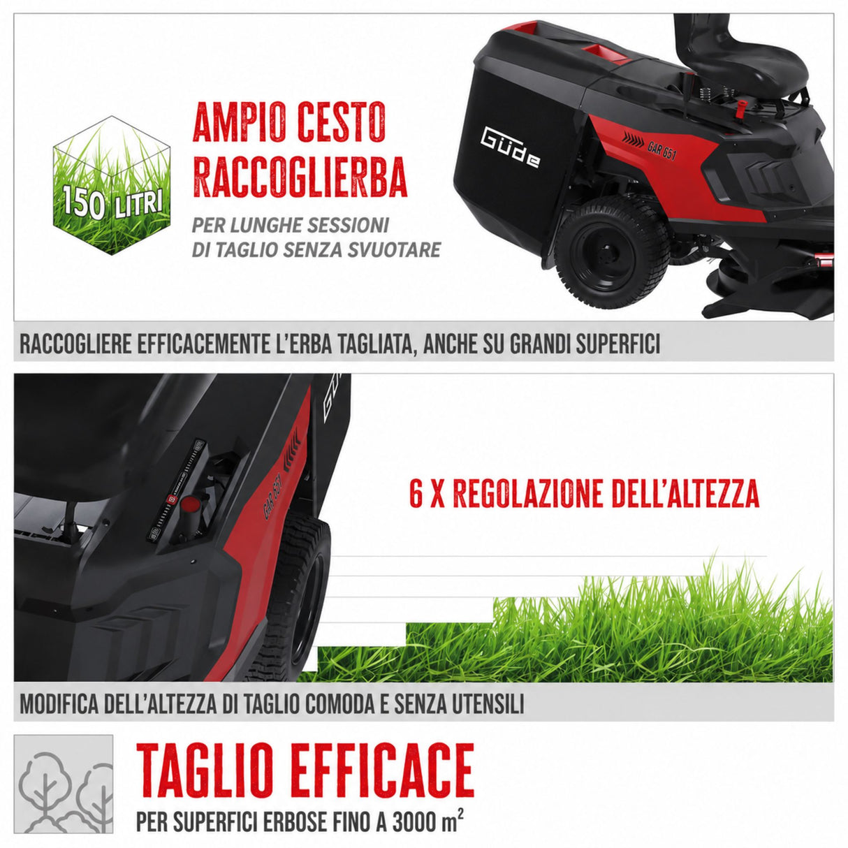 Cortacésped a sedile Güde GAR 651