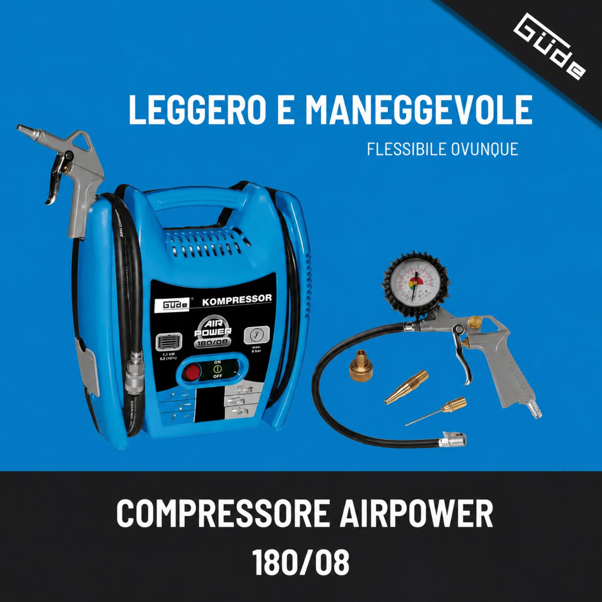 Compresor de aire portátil Güde airpower 180/08