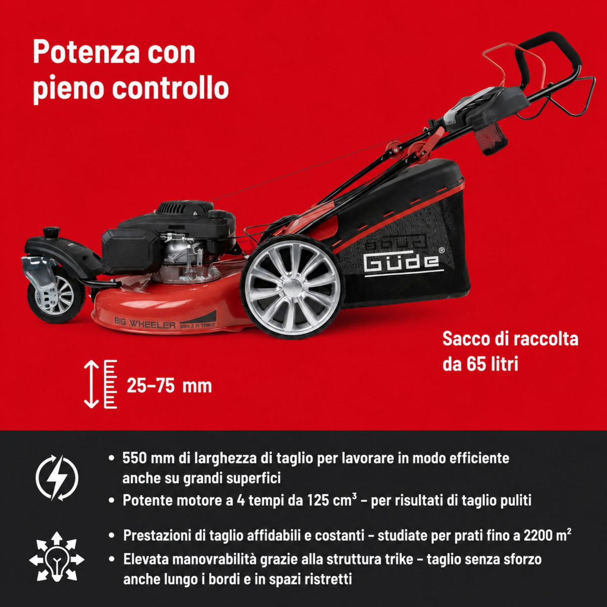 Güde cortacésped a tres ruedas BIG WHEELER 554.2 R