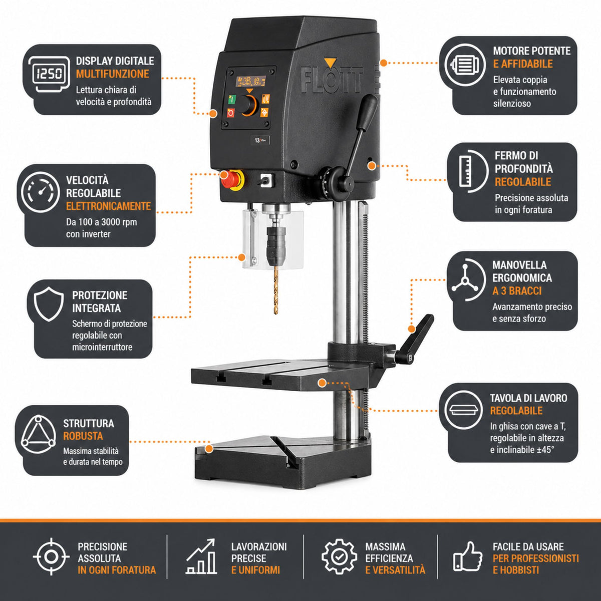 Taladro de columna Flott TB 13 Plus B16