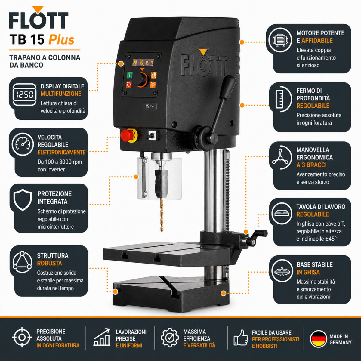 Taladro de columna Flott TB 15 Plus