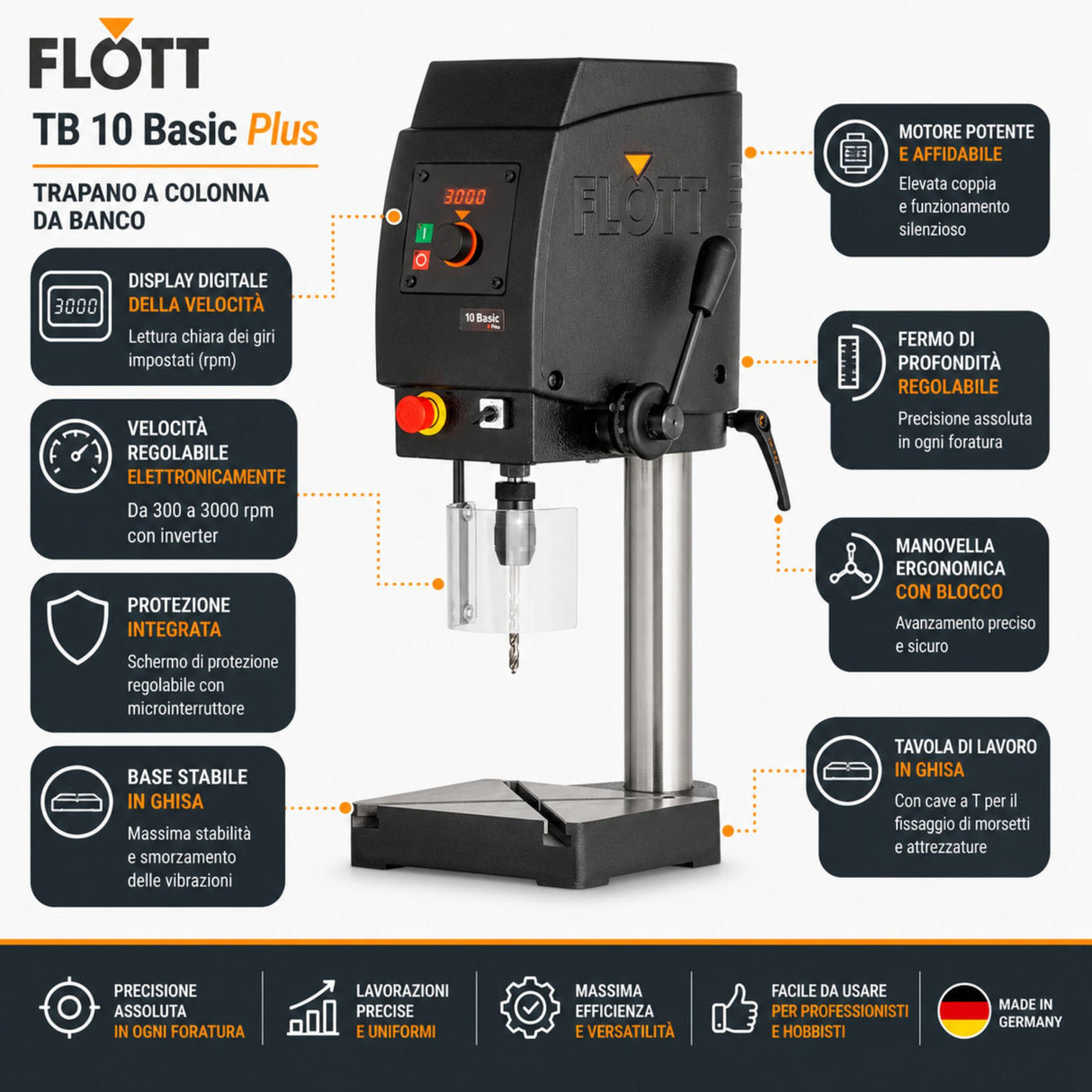 Taladro de columna Flott TB 10 Basic Plus