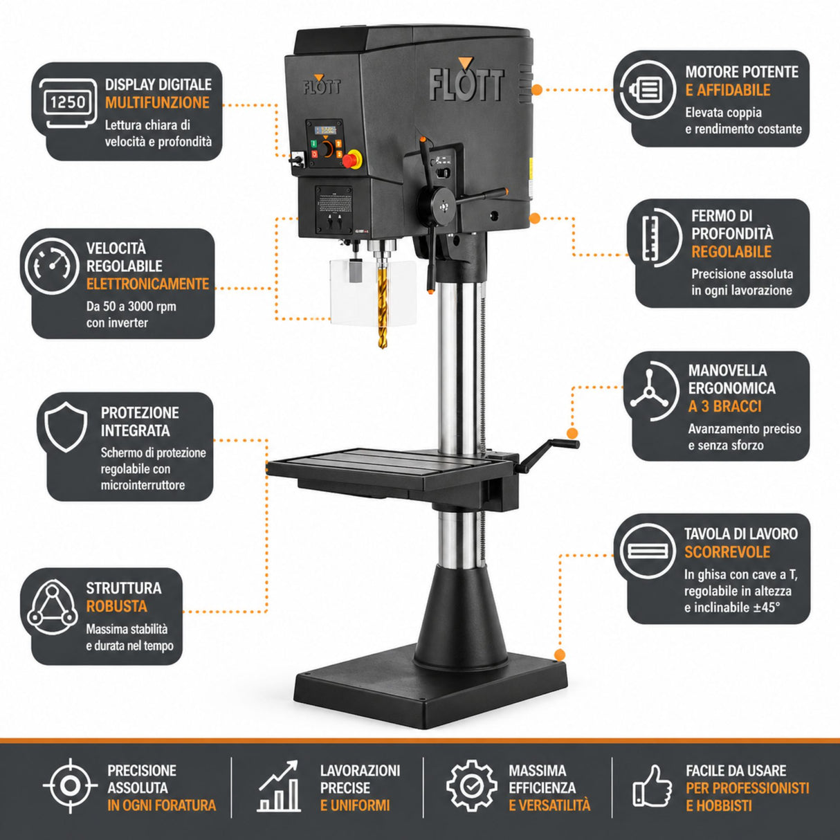 Taladro de columna Flott SB 40 MV Plus