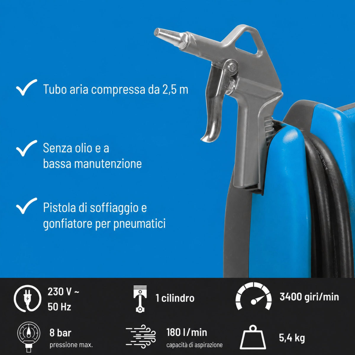 Compresor de aire portátil Güde airpower 180/08