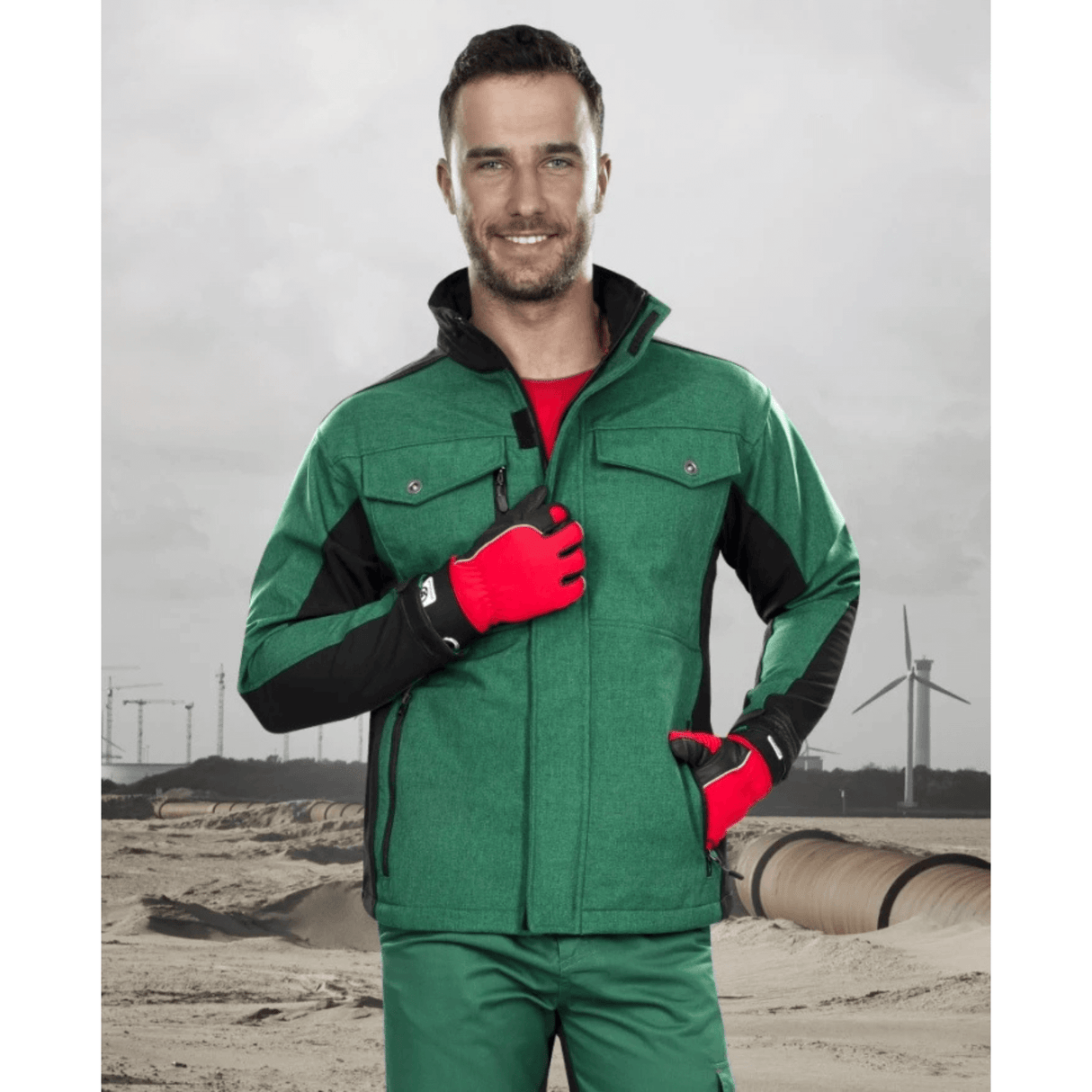 Giacca Softshell ARDON PRE100 verde/nera – Impermeabile e traspirante