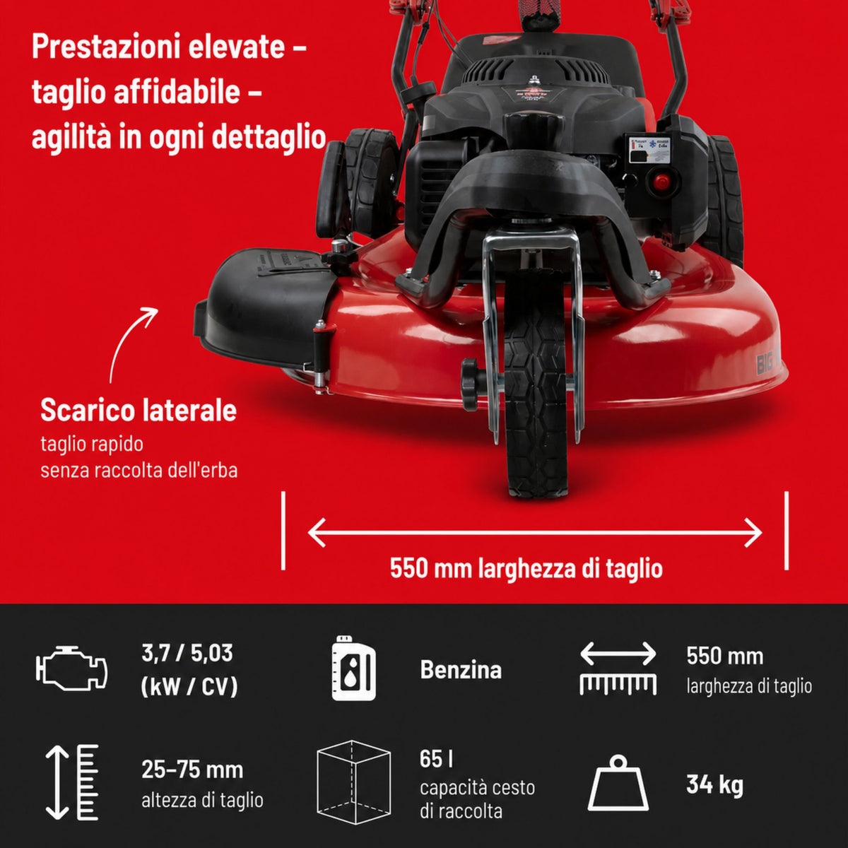 Güde cortacésped a tres ruedas BIG WHEELER 554.2 R