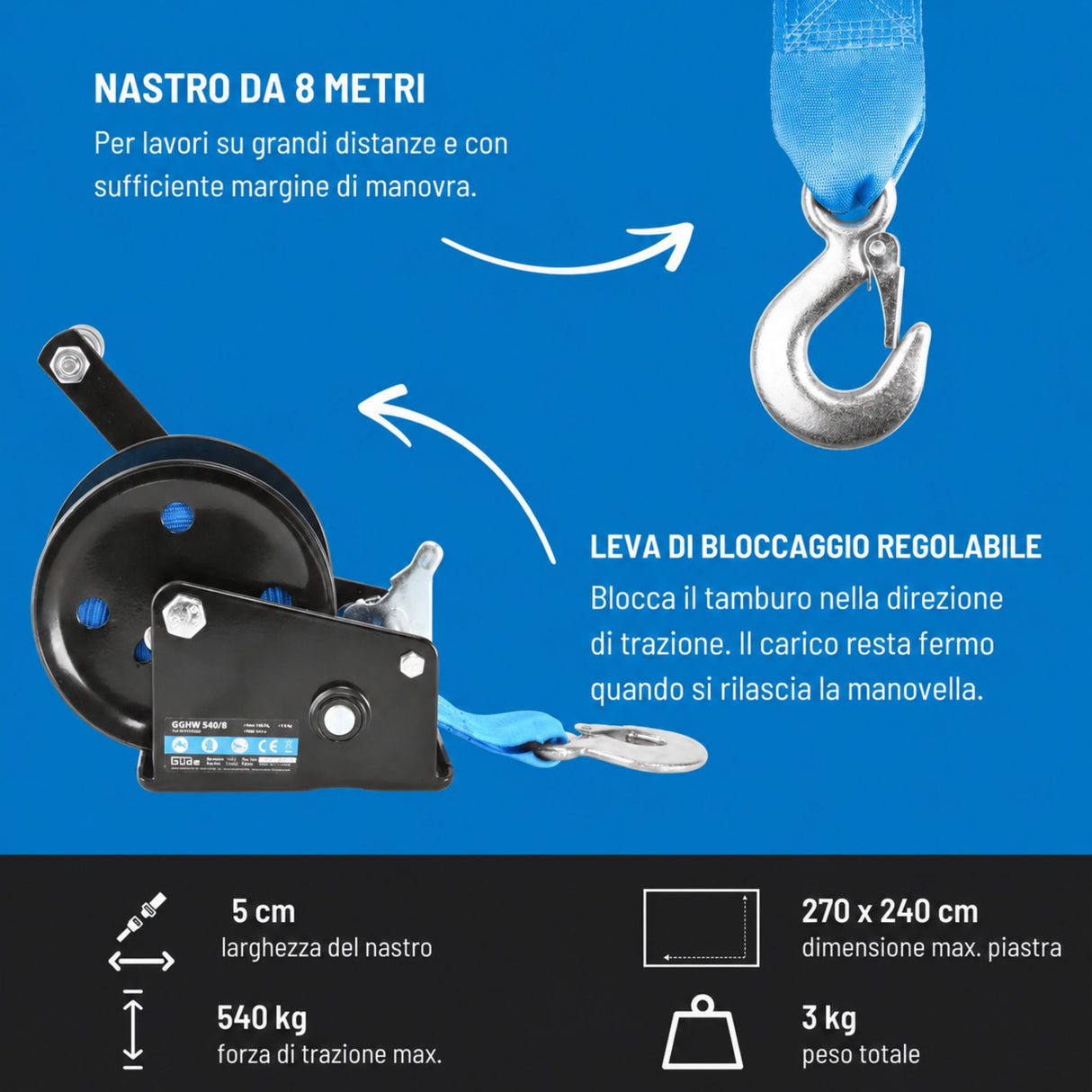 Cabrestante a correa Güde GGHW 540/8