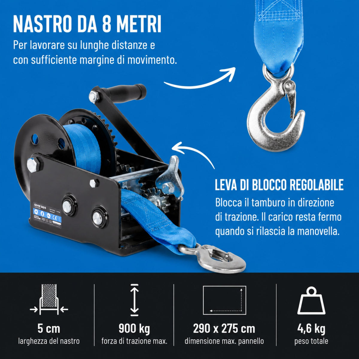 Cabrestante a correa Güde GGHW 900/8