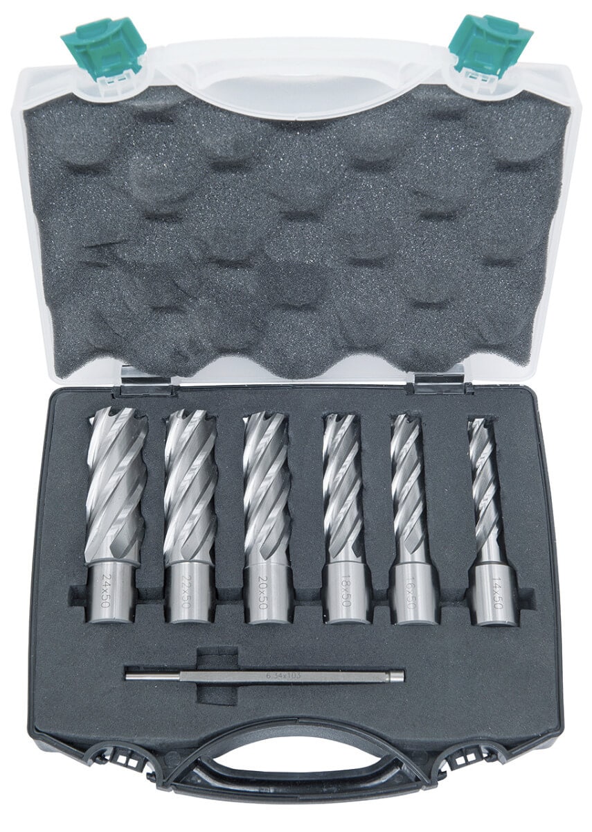 Set fresa a corona standard HSS CDL, 14 - 24 mm, profondità di foratura 50 mm