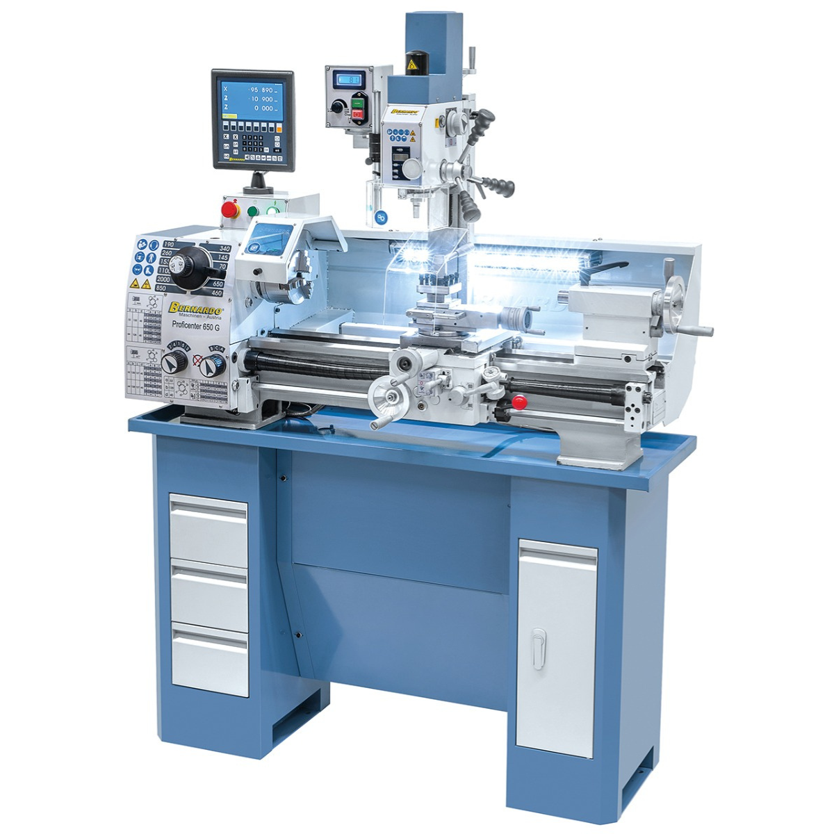 Torno para metal Bernardo fresadora Proficenter 650 G con DRO 2 ejes