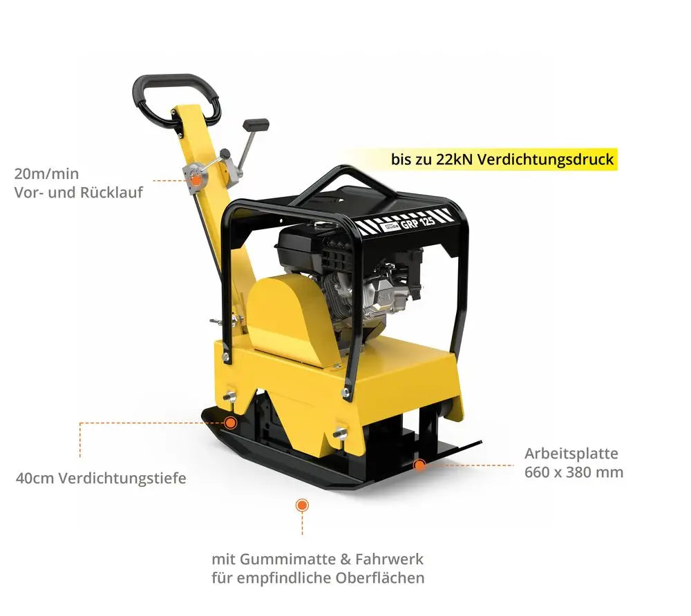 Piastra vibrante Guede GRP 125 – Reversibile e affidabile