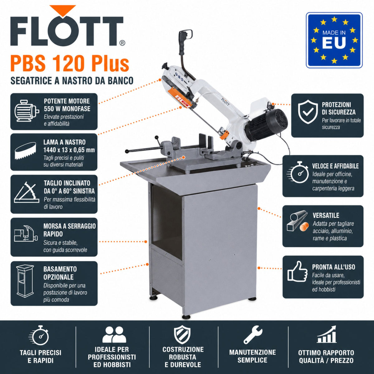 Sierra de cinta para metal Flott PBS 120 Plus