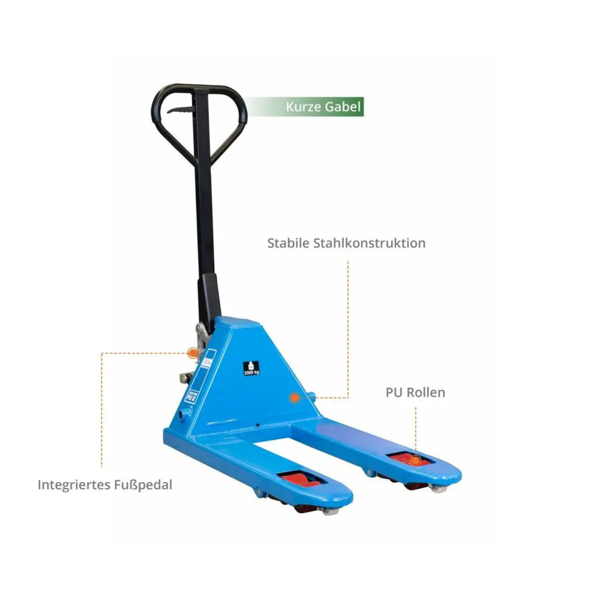 Carro elevador manual Güde 2500 kg – PU (horquillas 800 mm)