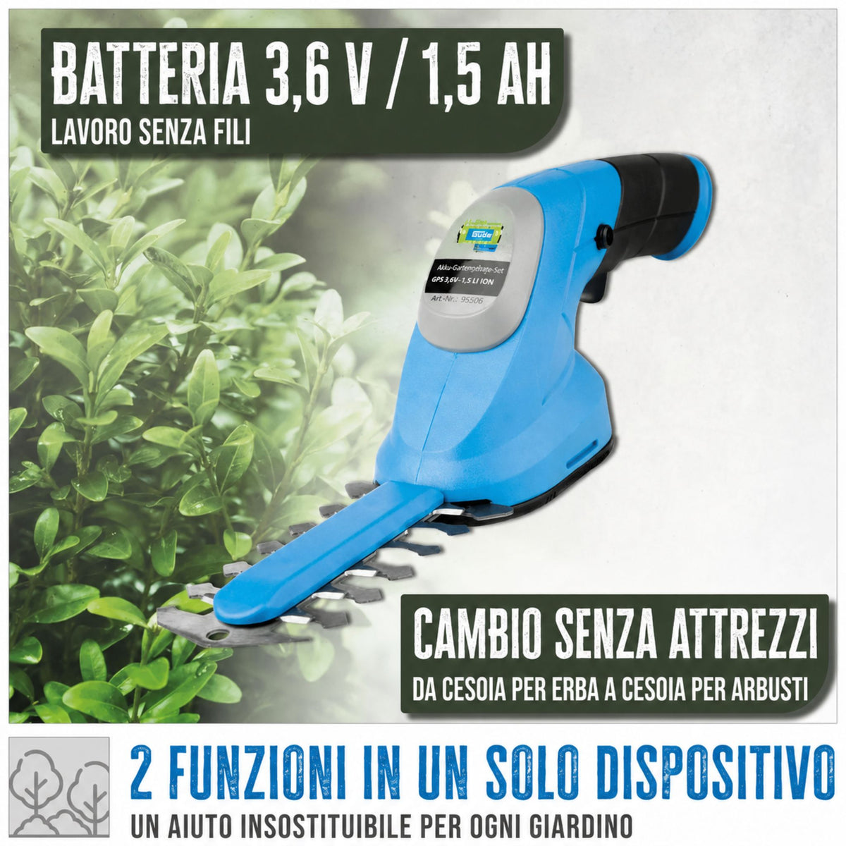 Juego para la cuidado del jardín a batería Güde GPS 3,6V-1.5