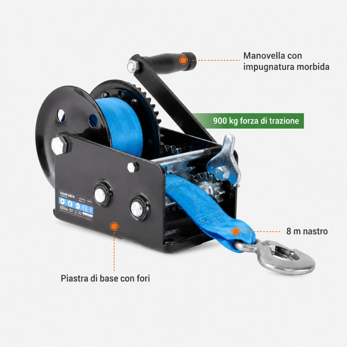 Cabrestante a correa Güde GGHW 900/8