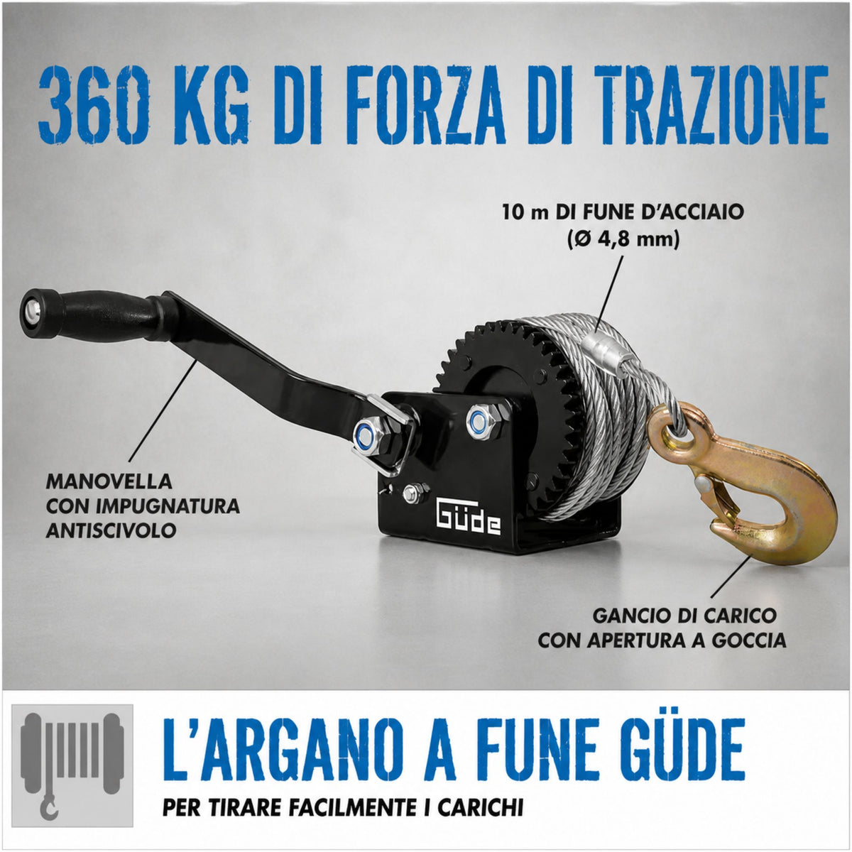 Cabrestante manual Güde 360 kg y 10 m