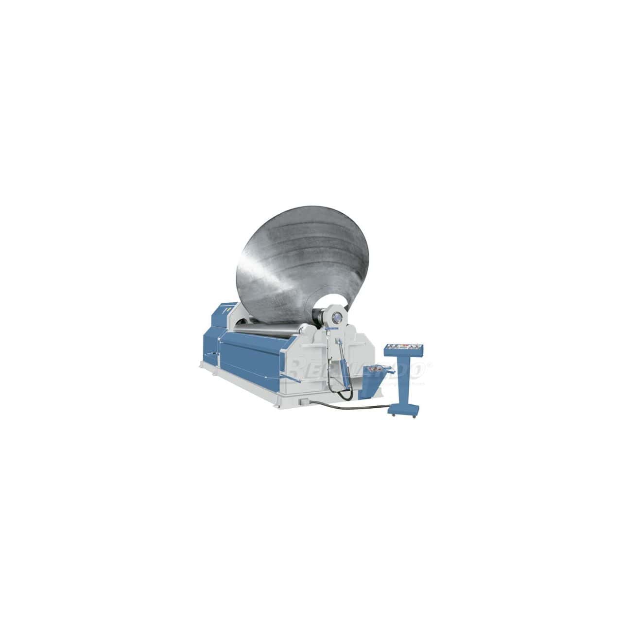 Calandra Bernardo AHS 2100 – 20,0 a 4 rulli idraulici, con rulli fino a Ø 330 mm e motore 11 kW, per lamiere fino a 25 mm.