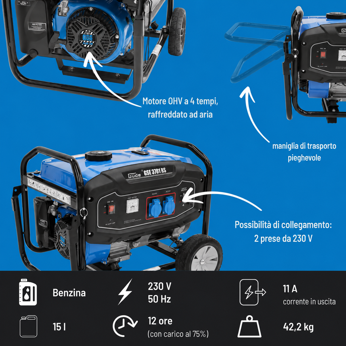 Generador a gasolina Güde GSE 3701 RS