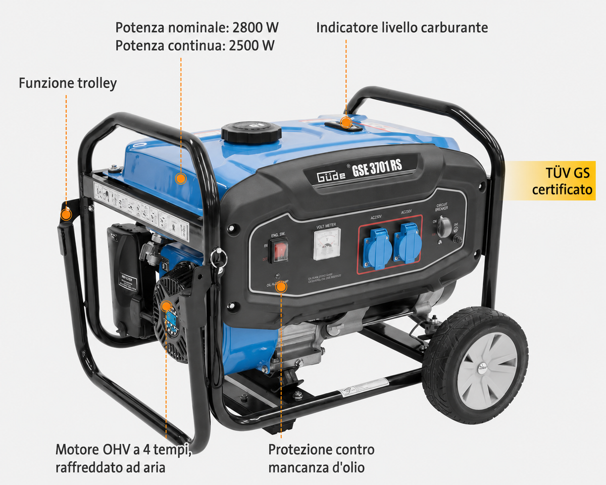 Generador a gasolina Güde GSE 3701 RS