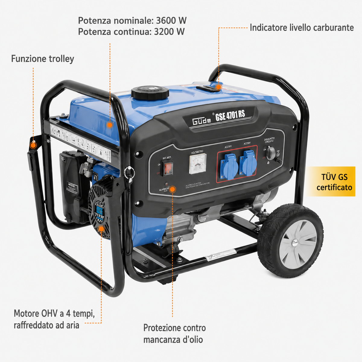 Generador a gasolina Güde GSE 4701 RS