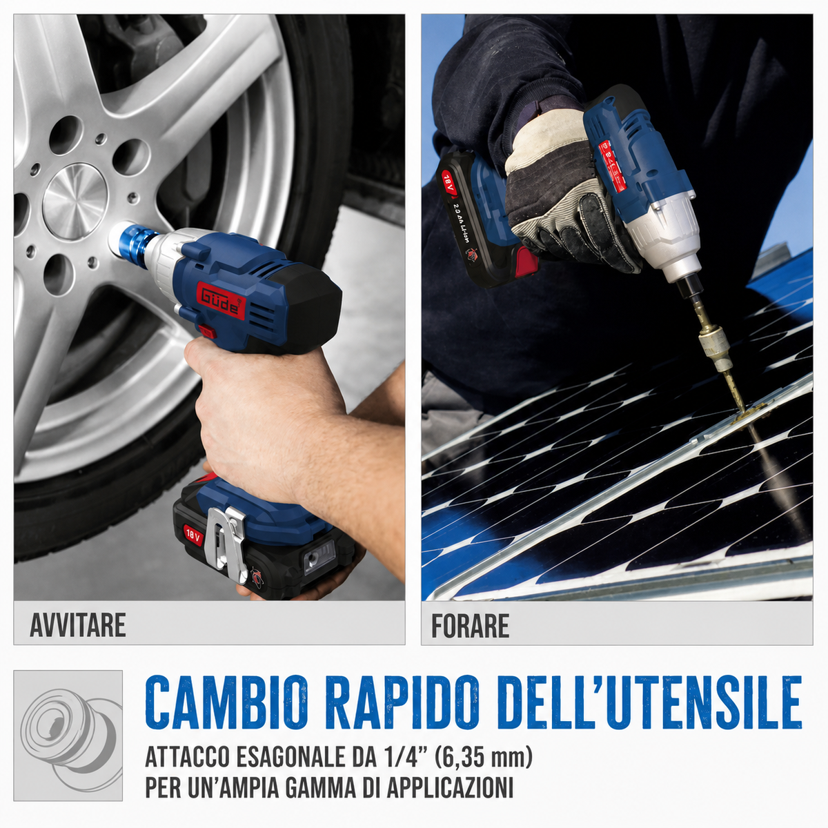 Herramienta eléctrica portátil Guede atornillador ad impulsos BSS 18 1/4-0