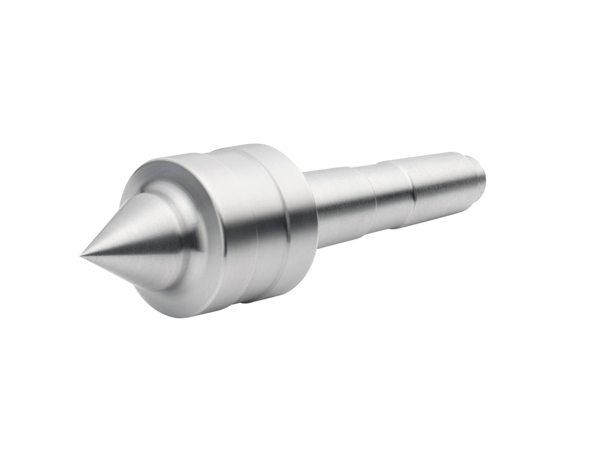 Contropunta rotante Record Power Coronet Falcon con doppio cuscinetto di precisione e punta a 60°, ideale per tornitura stabile e supporto di pezzi di grandi dimensioni.