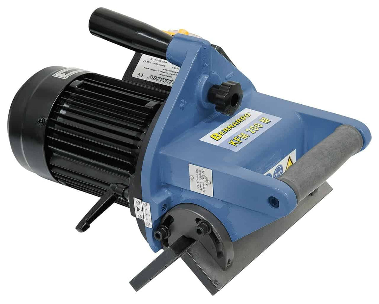 Biseladora portátil Bernardo KFM 200 M – 400V, bisel fino 10 mm, ángulo 15°-45°