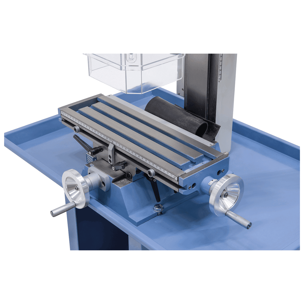 Taladro-fresadora Bernardo KF 16 Vario con DRO DT 40 a 3 ejes – perforación Ø 16 mm, fresa frontal Ø 50 mm, mesa 400 × 120 mm, cabezal inclinable -90°/+90°, motor 0,5 kW, 230V monofásico, peso 60 kg
