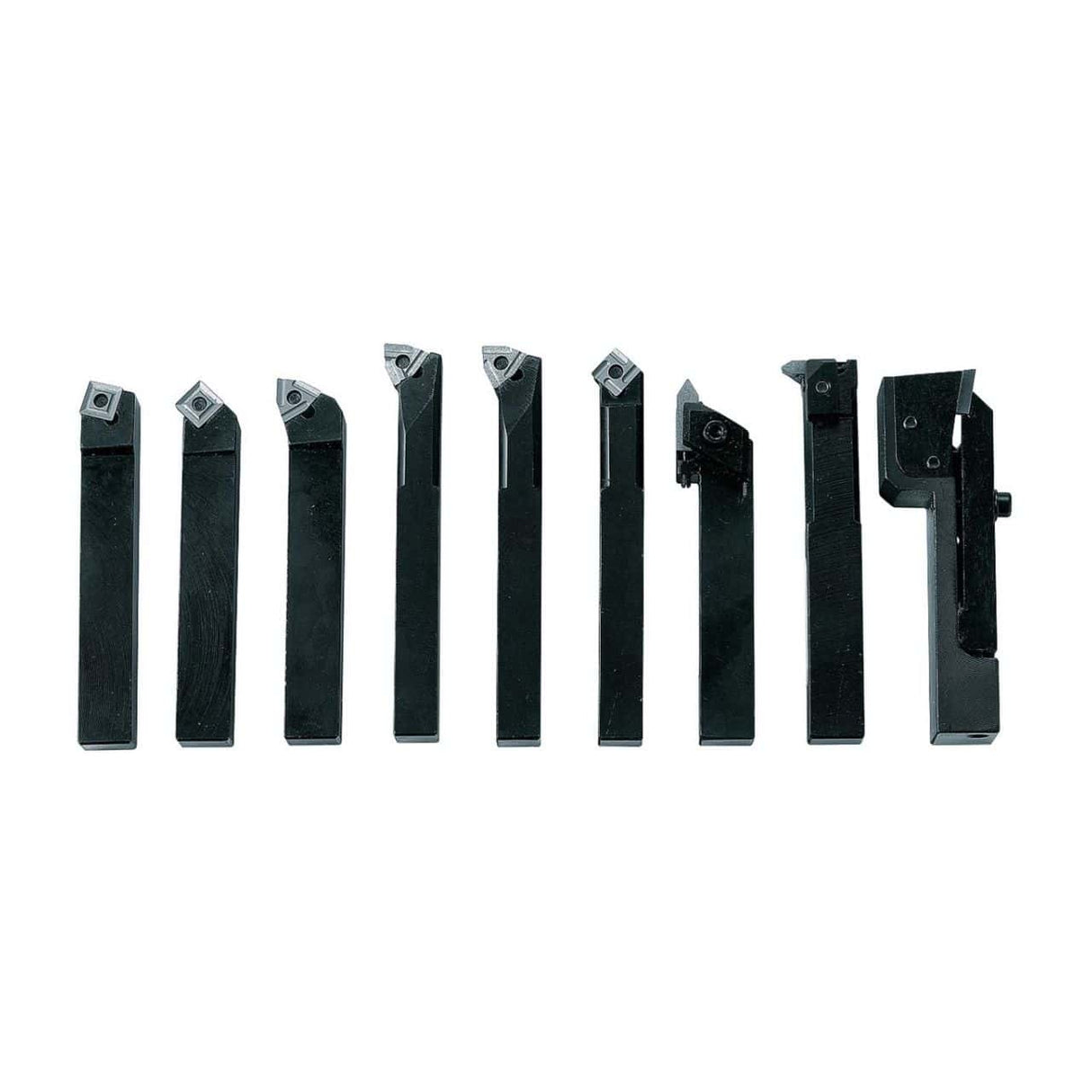 Set da tornio con inserti multitaglienti HM 10 mm, 9-pezzi, kit F