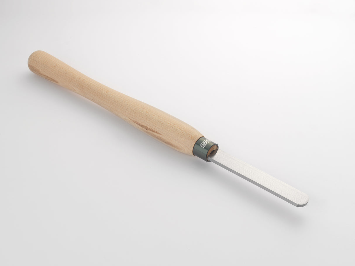 Sgorbia Record Power 25 mm a profilo bombato con lama in HSS e manico lungo, perfetta per levigare e rifinire ciotole e superfici interne al tornio.