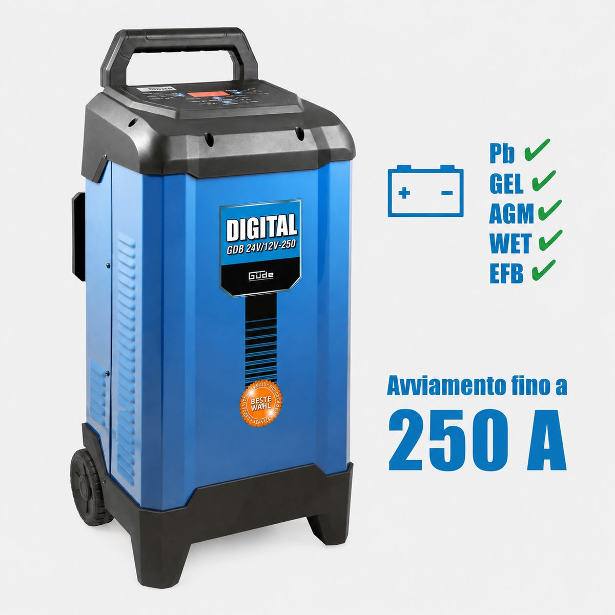Cargador de batería digital Güde GDB 24V/12V-200