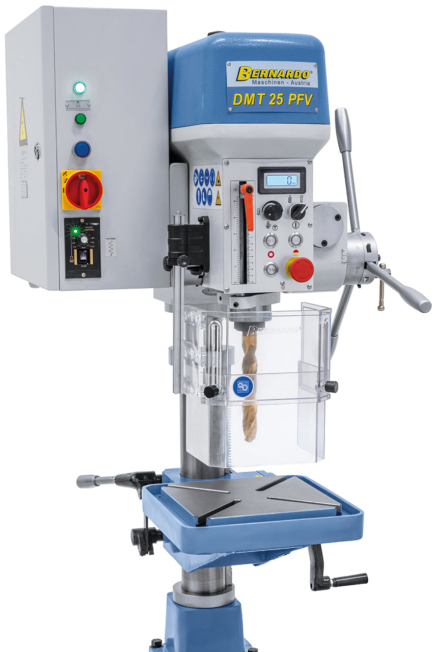 Taladro de columna de banco Bernardo DMT 25 PFV – roscado M20 y avance automático