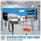 Polipasto eléctrico Güde GSZ 200/400 – capacidad 200 kg en tiro directo o 400 kg con carrucola, fune 12 m