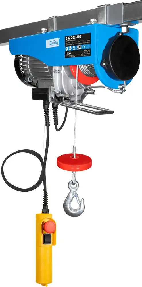 Polipasto eléctrico Güde GSZ 200/400 – capacidad 200 kg en tiro directo o 400 kg con carrucola, fune 12 m