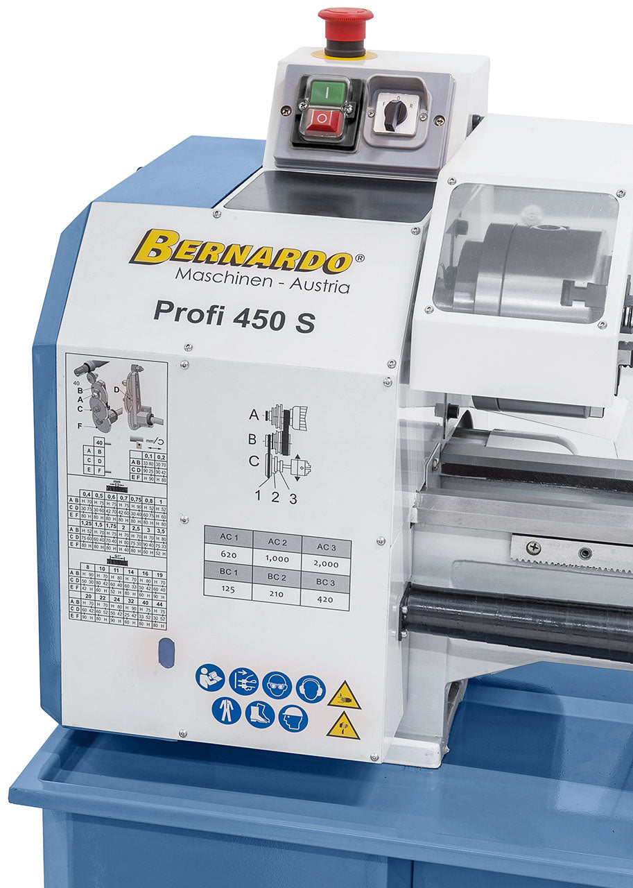 Torno para metal Bernardo Profi 450 S 230V + herramientas carburo 12 mm 5pz