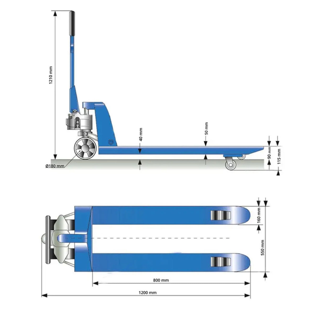 Carrello elevatore manuale Güde 2500 kg –  PU (forche 800 mm)