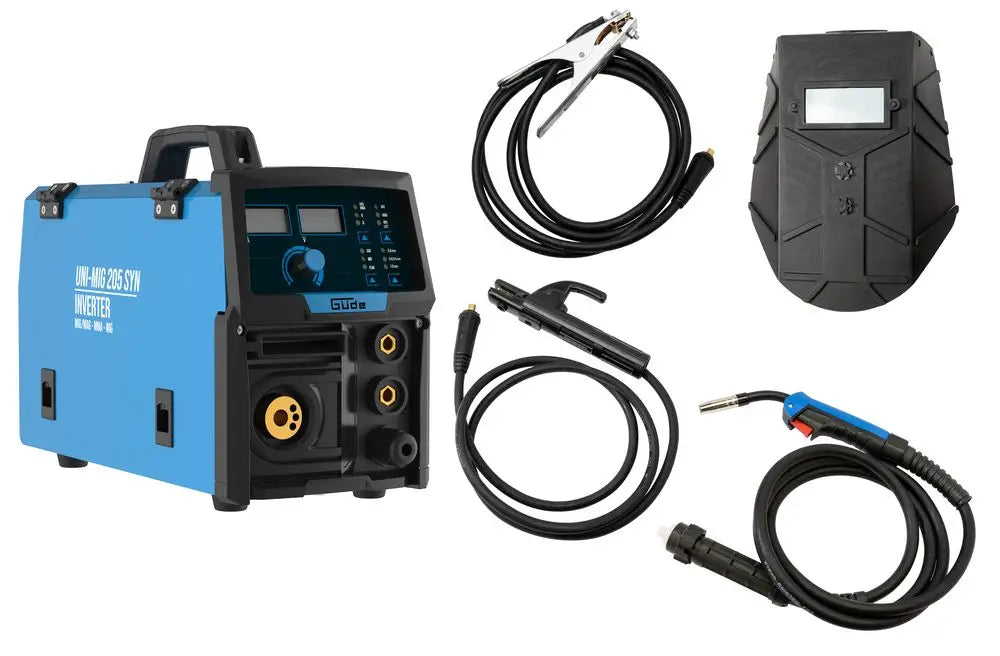 Soldadora inverter multiproceso Güde Uni-Mig 205 SYN – MIG/MAG, MMA, hilo tubular y TIG