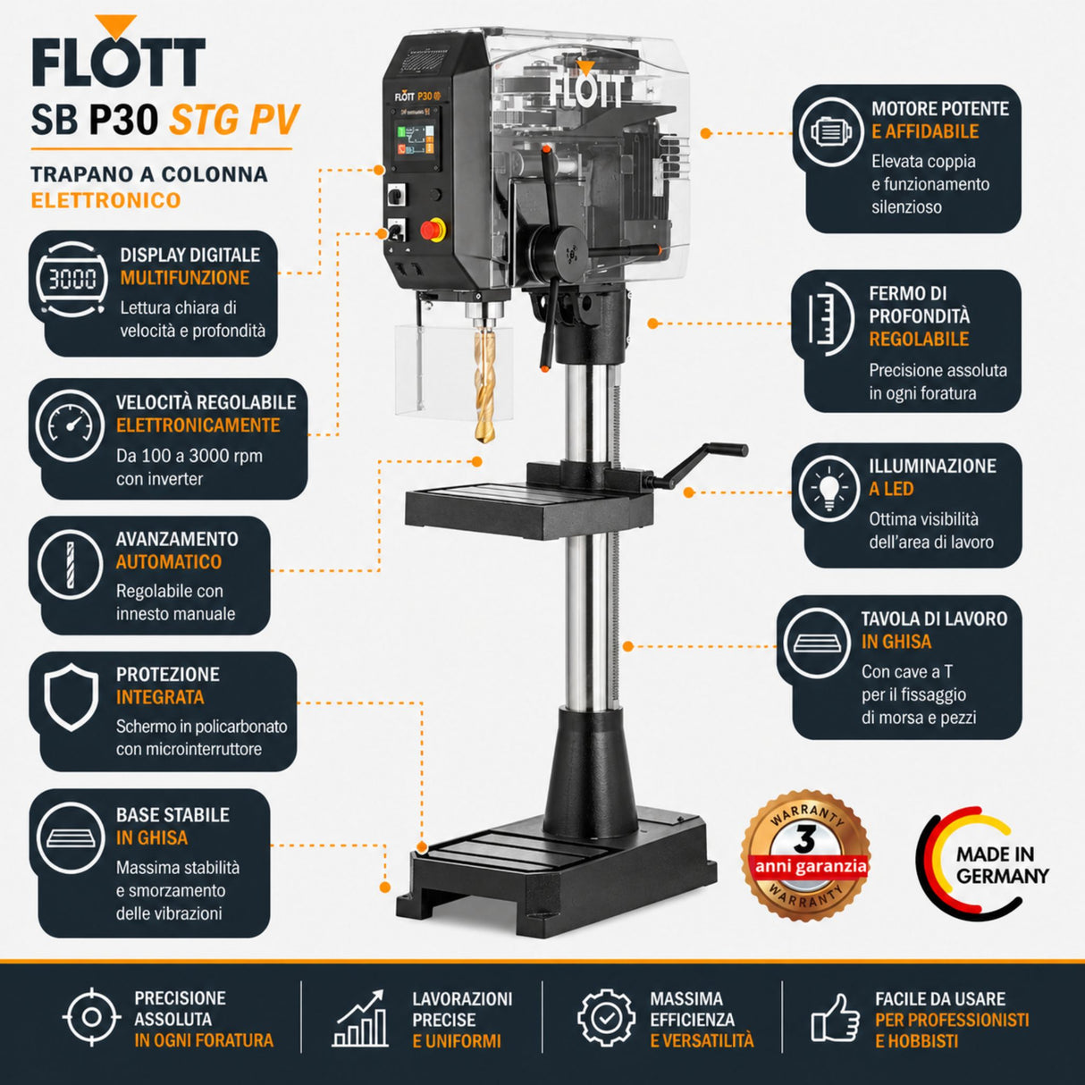 Taladro de columna Flott SB P30 STG PV