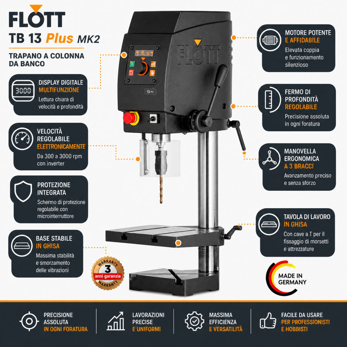 Taladro de columna Flott TB 13 Plus MK2