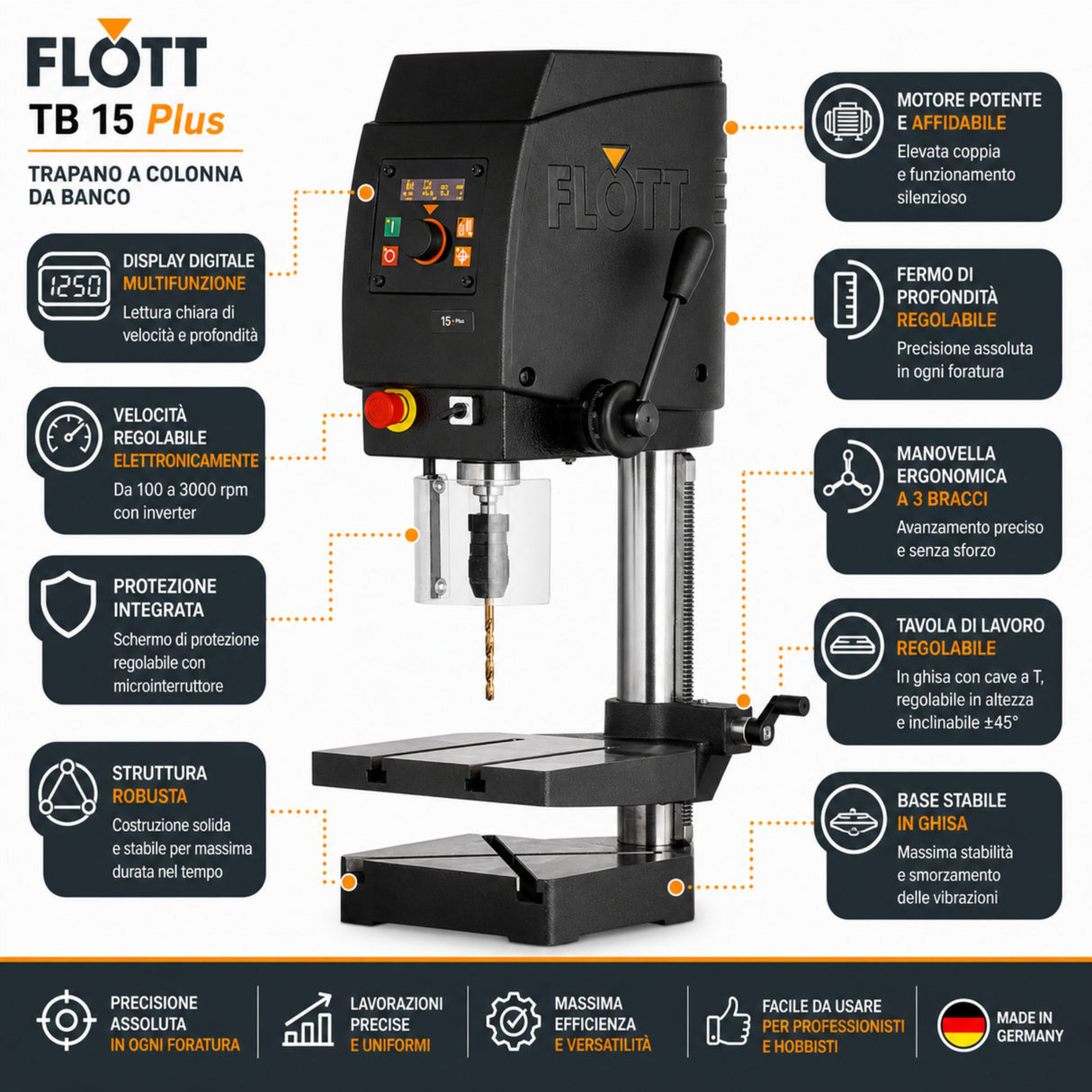 Taladro de columna Flott TB 15 Plus
