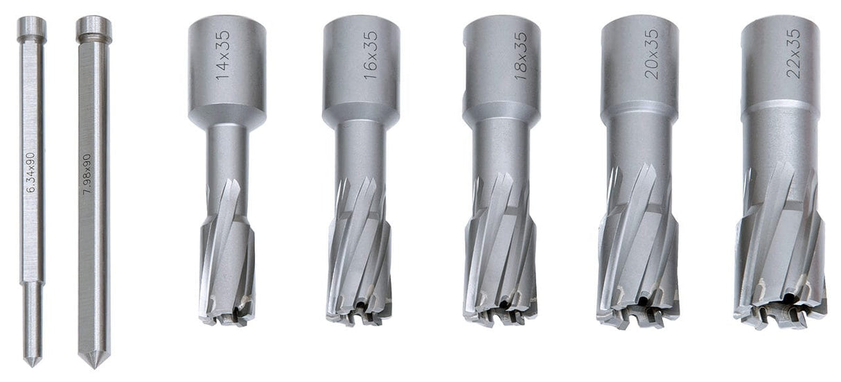 Set fresa a corona HM, 14 - 22 mm, profondità di foratura 35 mm