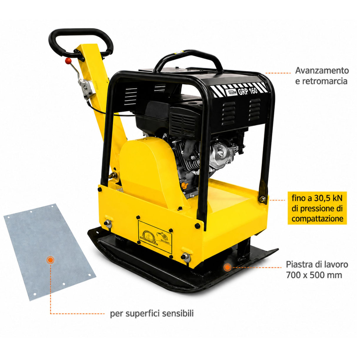 Attrezzatura edile Guede Piastra Vibrante GRP 160 30 kN