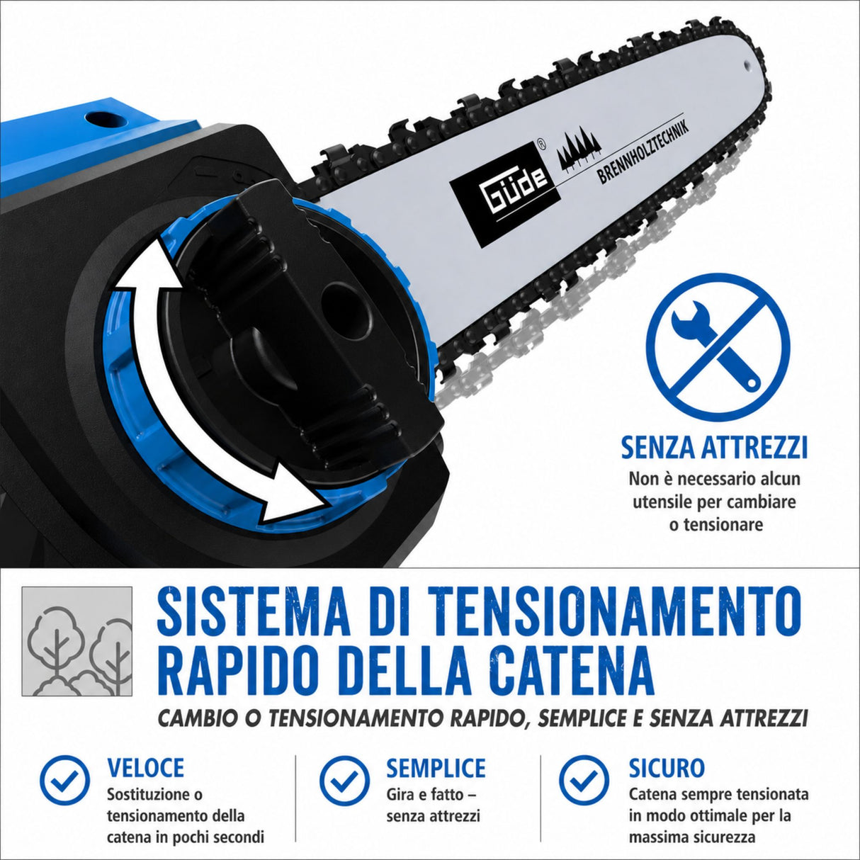 Herramienta de jardinería motosierra eléctrica Güde KS 405 EC