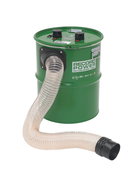 Aspiratore CamVac Record Power CGV386-5 con capacità da 90 litri e doppio motore da 1 kW, progettato per applicazioni professionali in officine e falegnamerie.