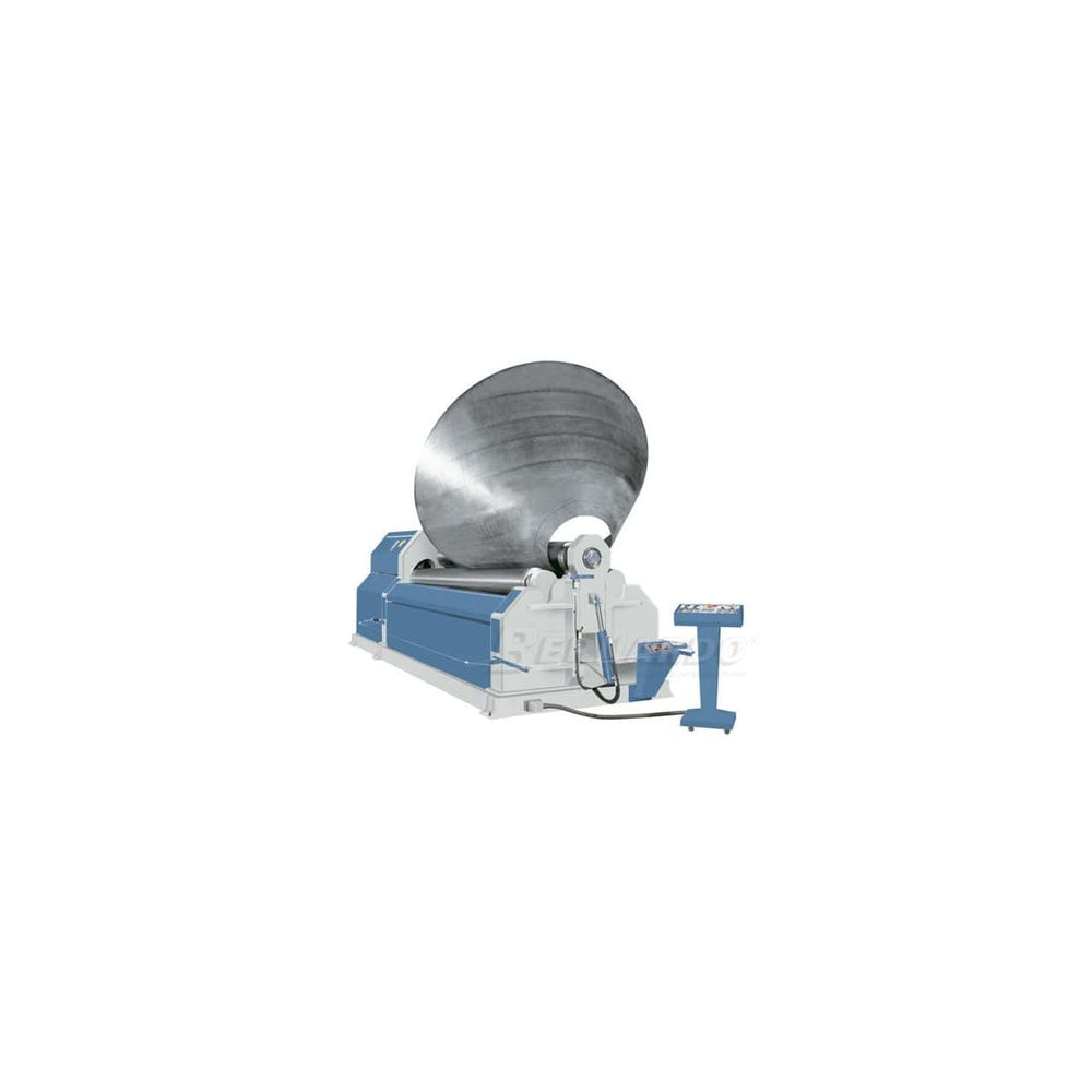 Calandra idraulica Bernardo AHS 4100 – 8,0 a 4 rulli, capacità 10 mm x 4100 mm, con struttura pesante e motore da 7,5 kW.