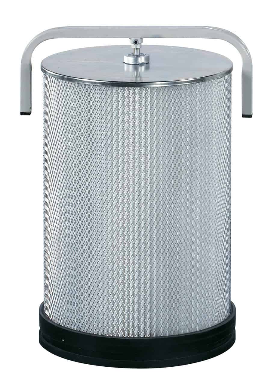 Cartuccia filtro Bernardo FP 1 per polveri fini, diametro 370 mm, altezza 490 mm, con superficie filtrante da 2,25 m² e spazzola di pulizia integrata.