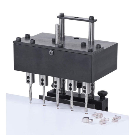 Testa di foratura multimandrino Bernardo 32 mm con cinque mandrini, per eseguire fori simultanei e allineati, ideale per mobili, pannelli e montaggio di cerniere.